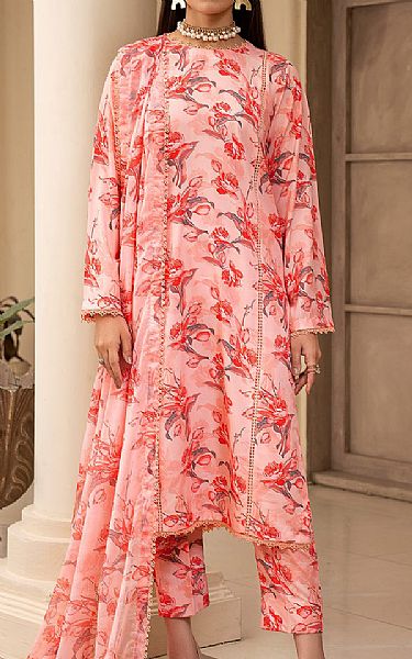 Zarif Pale Rose Silk Suit | Pakistani Lawn Suits- Image 1
