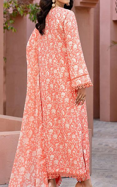 Zarif Salmon/Off White Cambric Suit | Pakistani Lawn Suits- Image 2
