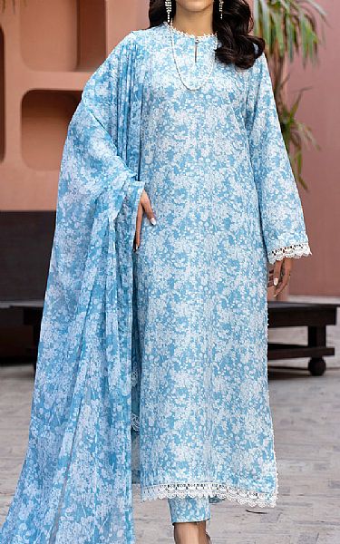 Zarif Moonstone Blue Cambric Suit | Pakistani Lawn Suits- Image 1