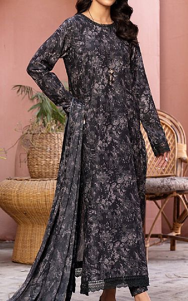 Zarif Charcoal Grey Cambric Suit | Pakistani Lawn Suits- Image 1