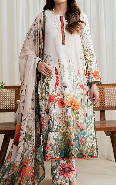 Zarif Off White Silk Suit | Pakistani Embroidered Chiffon Dresses USA- Image 1