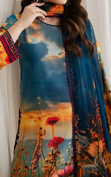 Zarif Multi Silk Suit | Pakistani Embroidered Chiffon Dresses USA- Image 3