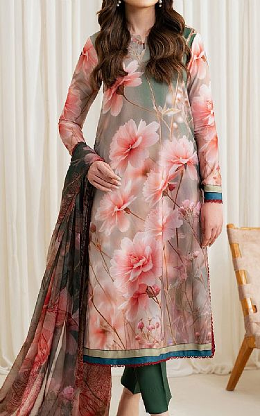 Zarif Green/Pink Silk Suit | Pakistani Embroidered Chiffon Dresses USA- Image 1