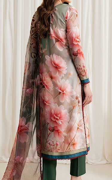 Zarif Green/Pink Silk Suit | Pakistani Embroidered Chiffon Dresses USA- Image 2