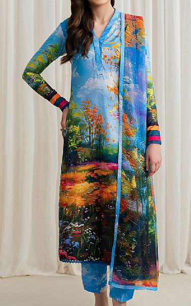 Zarif Multi Silk Suit | Pakistani Embroidered Chiffon Dresses USA- Image 1