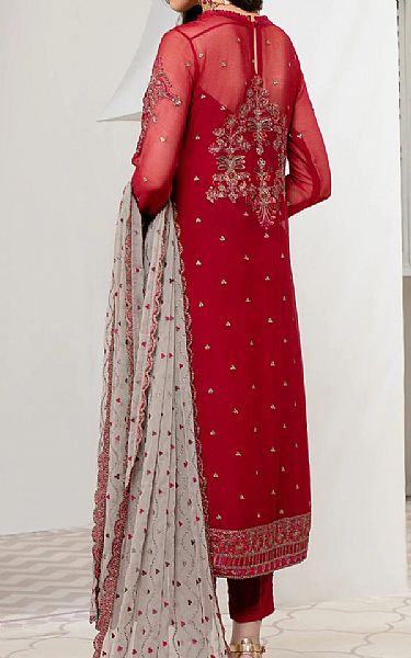 Zarif Scarlet Chiffon Suit | Pakistani Embroidered Chiffon Dresses- Image 2