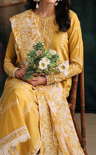 Zarif Butterscotch Raw Silk Suit | Pakistani Embroidered Chiffon Dresses USA- Image 3