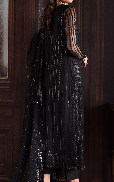 Zarif Black Net Suit | Pakistani Embroidered Chiffon Dresses USA- Image 2
