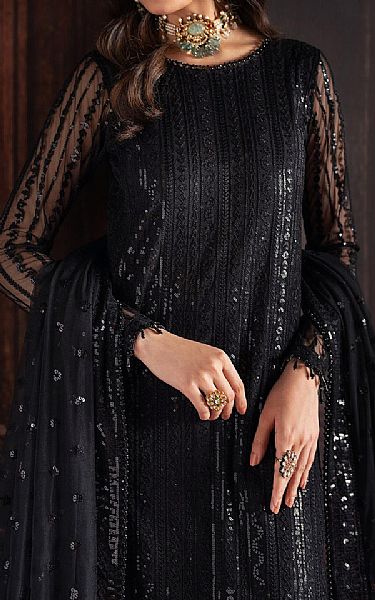 Zarif Black Net Suit | Pakistani Embroidered Chiffon Dresses USA- Image 3
