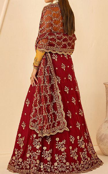 Zarif Mustard/Maroon Net Suit | Pakistani Embroidered Chiffon Dresses USA- Image 2