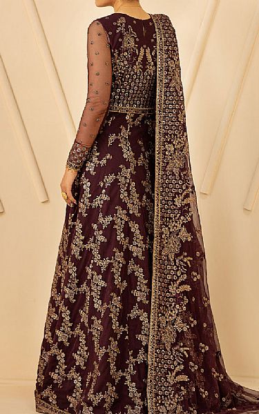 Zarif Chocolate Net Suit | Pakistani Embroidered Chiffon Dresses USA- Image 2