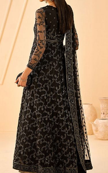 Zarif Black Net Suit | Pakistani Embroidered Chiffon Dresses USA- Image 2