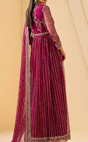 Zarif Magenta Net Suit | Pakistani Embroidered Chiffon Dresses USA- Image 2