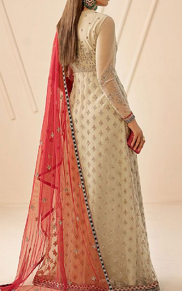 Zarif Off-white Net Suit | Pakistani Embroidered Chiffon Dresses USA- Image 2