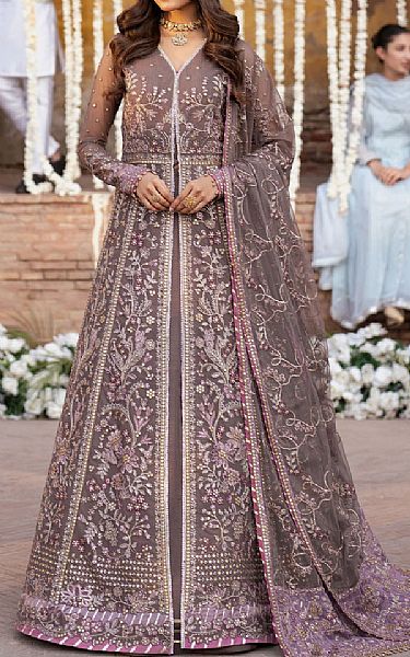 Zarif English Walnut Net Suit | Pakistani Embroidered Chiffon Dresses USA- Image 1