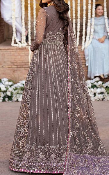 Zarif English Walnut Net Suit | Pakistani Embroidered Chiffon Dresses USA- Image 2