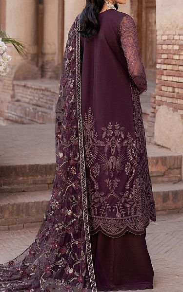 Zarif Plum Net Suit | Pakistani Embroidered Chiffon Dresses USA- Image 2