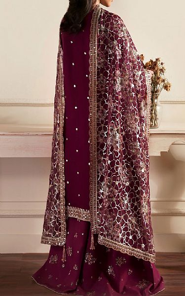 Zarif Crimson Chiffon Suit | Pakistani Embroidered Chiffon Dresses USA- Image 2