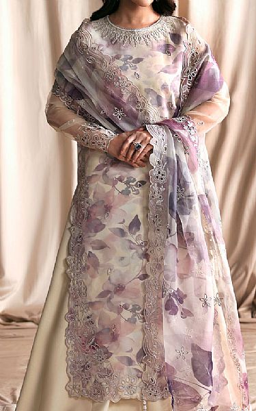 Zarif Ivory Organza Suit | Pakistani Embroidered Chiffon Dresses USA- Image 3