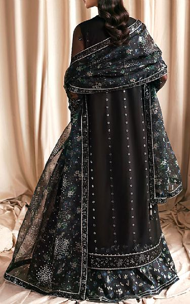 Zarif Black Net Suit | Pakistani Embroidered Chiffon Dresses USA- Image 2