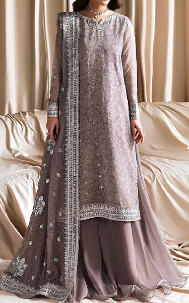 Zarif Silver/Grey Chiffon Suit | Pakistani Embroidered Chiffon Dresses USA- Image 1