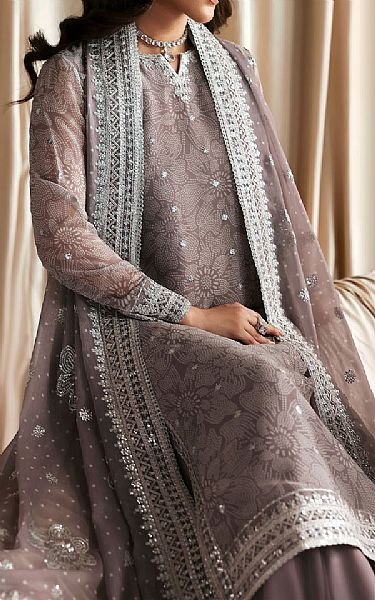 Zarif Silver/Grey Chiffon Suit | Pakistani Embroidered Chiffon Dresses USA- Image 3