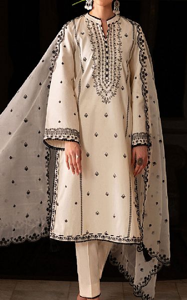 Zarif Off-white Lawn Suit | Pakistani Lawn Dress in USA- Image 2