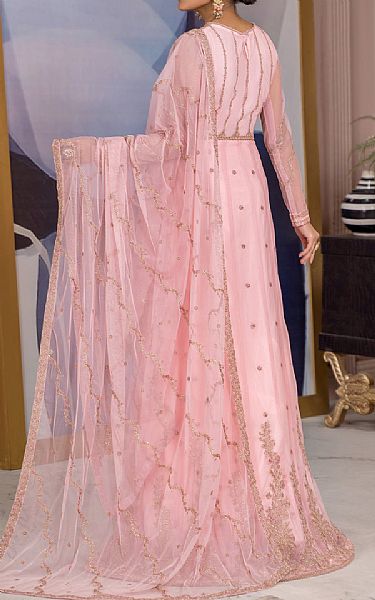 Zarif Rose Pink Net Suit | Pakistani Embroidered Chiffon Dresses- Image 2