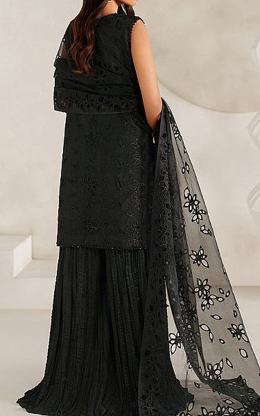 Zarif Black Organza Suit | Pakistani Embroidered Chiffon Dresses USA- Image 2