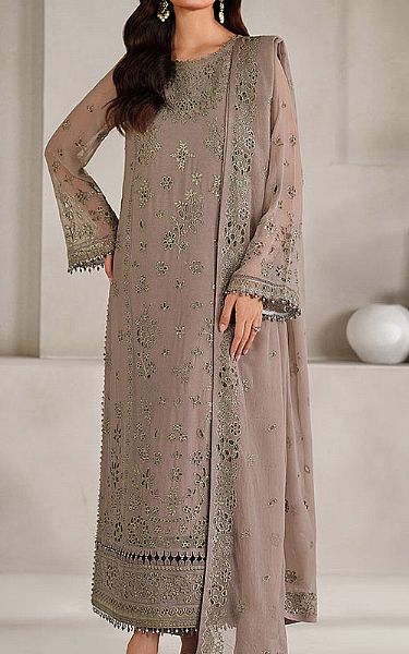 Zarif Grey/Green Chiffon Suit | Pakistani Embroidered Chiffon Dresses USA- Image 1