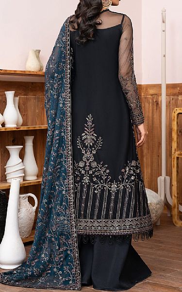 Zarif Navy Net Suit | Pakistani Embroidered Chiffon Dresses- Image 2