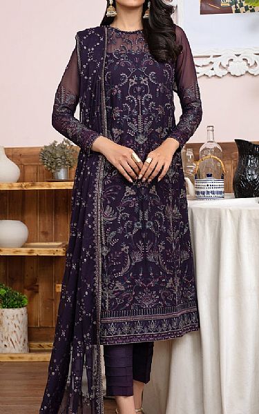 Zarif Indigo Chiffon Suit | Pakistani Embroidered Chiffon Dresses- Image 1