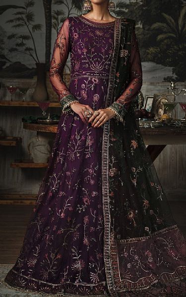 Zarif Indigo Net Suit | Pakistani Embroidered Chiffon Dresses- Image 1