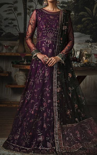 Zarif Indigo Net Suit | Pakistani Embroidered Chiffon Dresses USA- Image 1