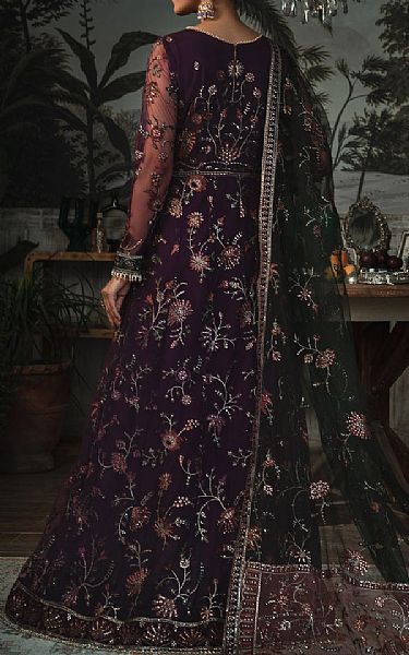 Zarif Indigo Net Suit | Pakistani Embroidered Chiffon Dresses- Image 2