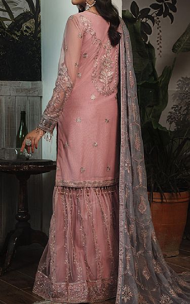 Zarif Tea Rose Net Suit | Pakistani Embroidered Chiffon Dresses- Image 2