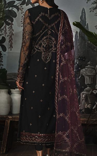Zarif Black Net Suit | Pakistani Embroidered Chiffon Dresses USA- Image 2