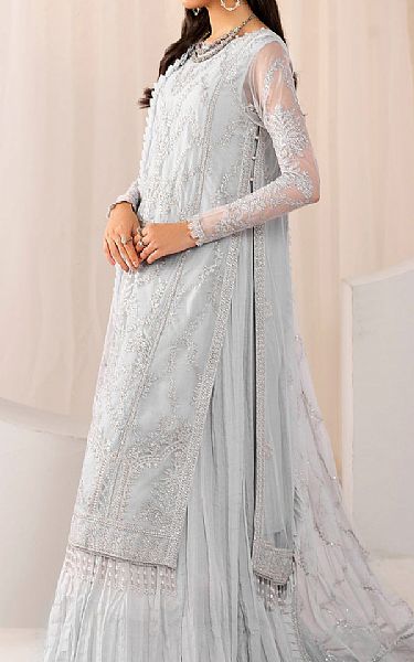 Zarif Slate/Grey Net Suit | Pakistani Embroidered Chiffon Dresses USA- Image 2