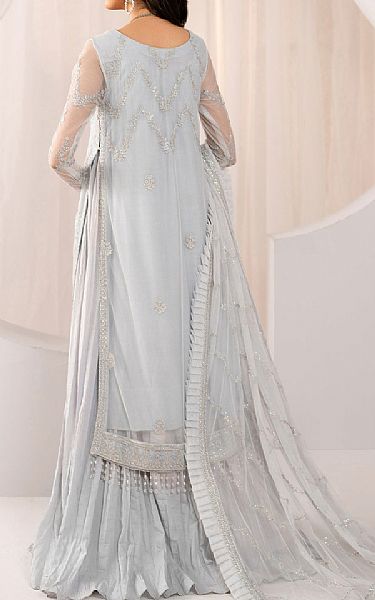 Zarif Slate/Grey Net Suit | Pakistani Embroidered Chiffon Dresses USA- Image 3