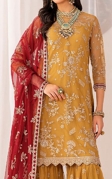 Zarif Mustard Net Suit | Pakistani Embroidered Chiffon Dresses USA- Image 2