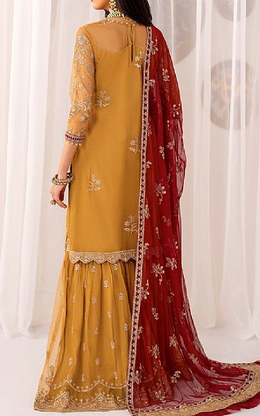 Zarif Mustard Net Suit | Pakistani Embroidered Chiffon Dresses USA- Image 3