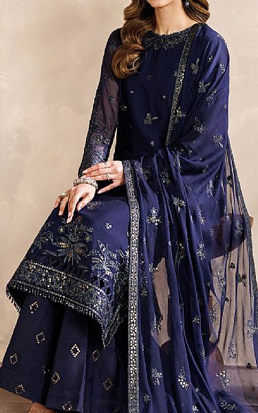 Zarif Navy Blue Chiffon Suit | Pakistani Embroidered Chiffon Dresses USA- Image 3