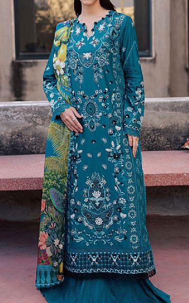 Zarposh Teal Lawn Suit | Pakistani Lawn Dress in USA- Image 1