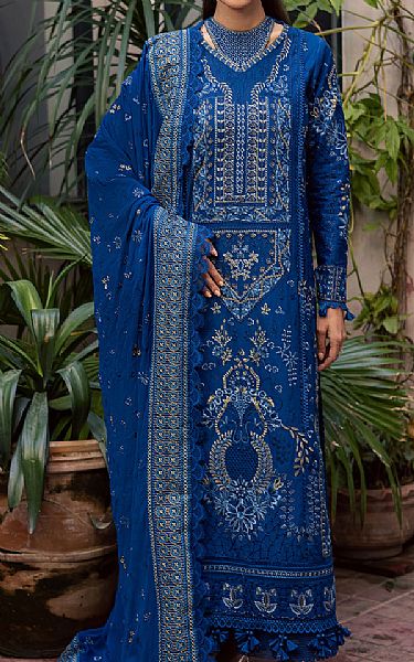 Zarposh Royal Blue Lawn Suit | Pakistani Lawn Dress in USA- Image 1