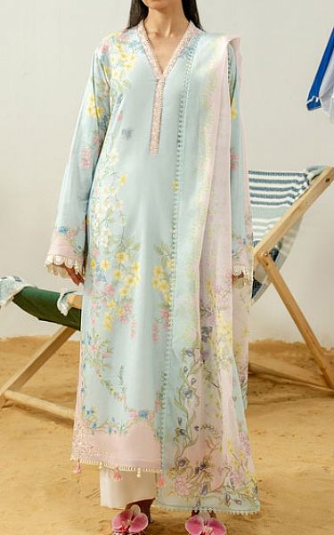 Zarposh Aqua Lawn Suit | Pakistani Lawn Dress in USA- Image 1