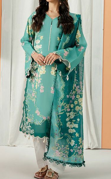 Zarposh Sea Green Lawn Suit | Pakistani Lawn Dress in USA- Image 1