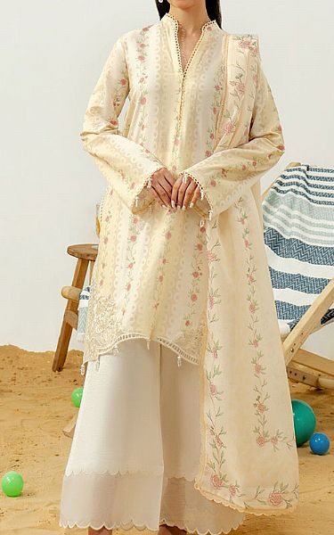 Zarposh Cream Lawn Suit | Pakistani Lawn Dress in USA- Image 1