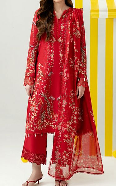 Zarposh Red Lawn Suit | Pakistani Lawn Dress in USA- Image 1