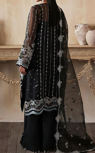 Zarposh Black Organza Suit | Pakistani Embroidered Chiffon Dresses USA- Image 2