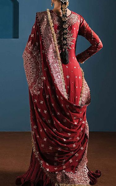 Zarqash Maroon Chiffon Suit | Pakistani Embroidered Chiffon Dresses USA- Image 2